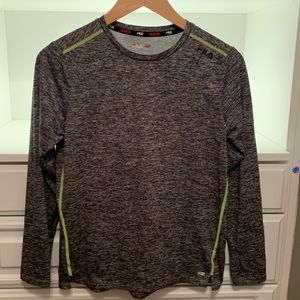 Boys Fila long sleeve dry fit shirt in heathered gray